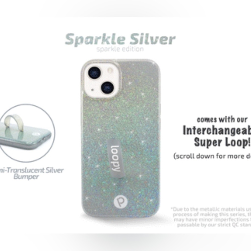 iPhone 12 Loopy Case- Silver Glitter